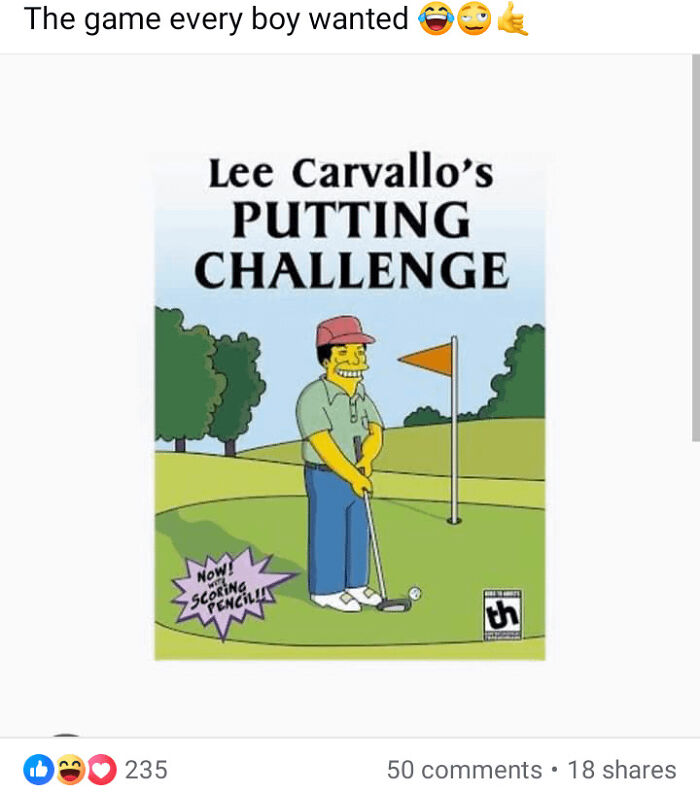 Comic image of Lee Carvallo’s Putting Challenge game from satirical news collection