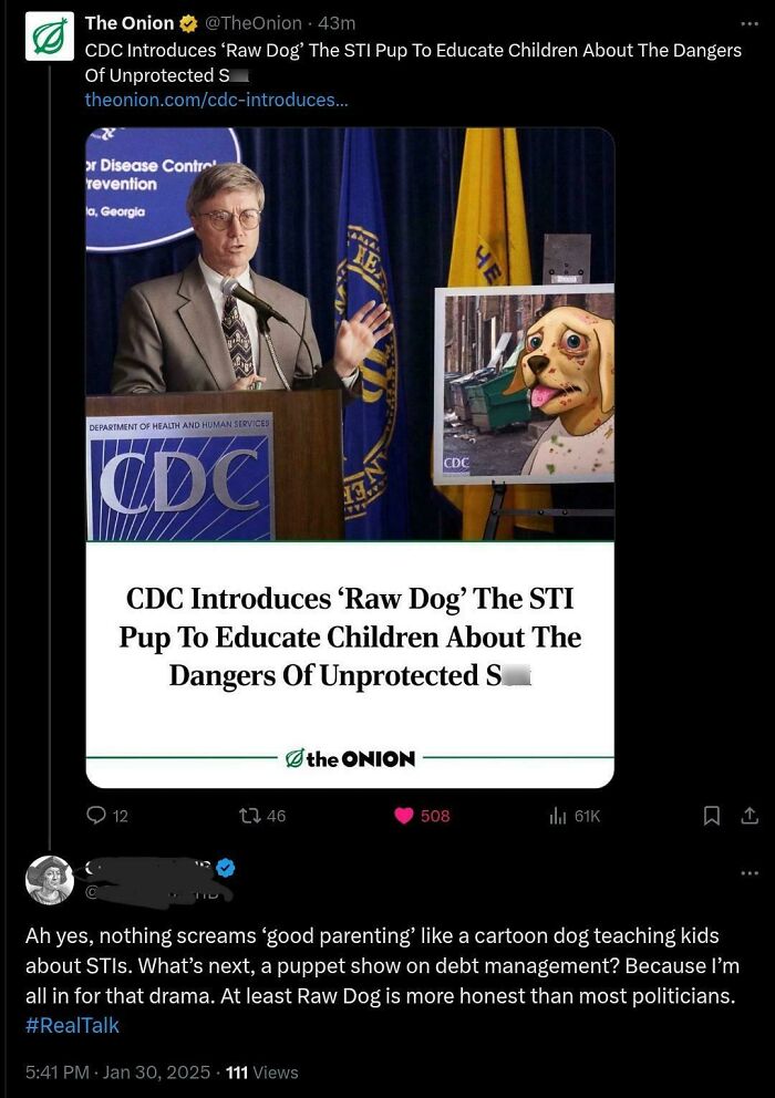 CDC introduces Raw Dog cartoon pup to educate children about STI dangers in satirical Onion news