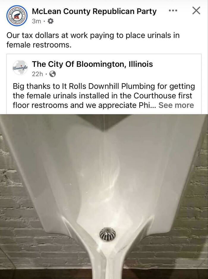 Satirical claim about tax dollars paying for female urinals in public restrooms