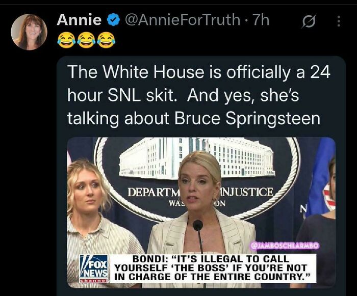 Fake news tweet about White House as a 24 hour SNL skit involving Bruce Springsteen