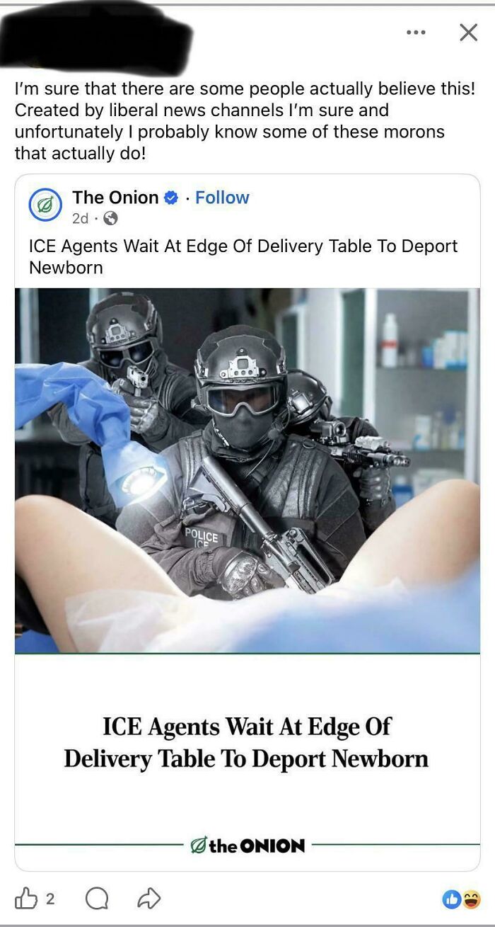 The Onion satire showing ICE agents at delivery table to deport newborn baby