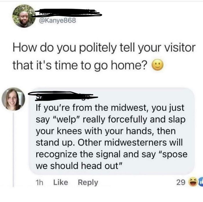 Social media meme about politely telling visitors it’s time to go home, featuring relatable humor and casual language.