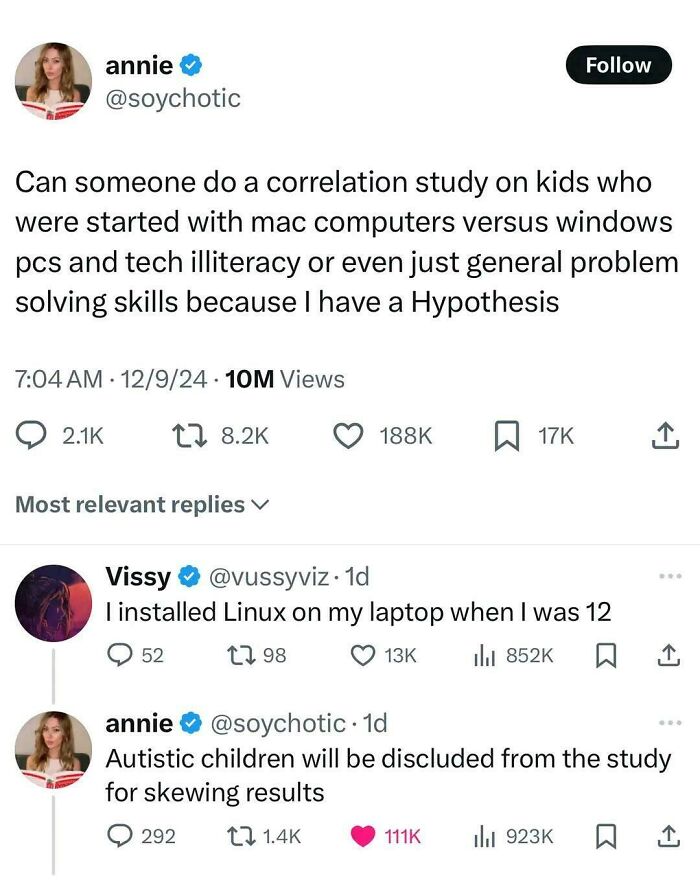 Tweet conversation about tech skills and computer use reflecting relatable memes on tech and problem solving.