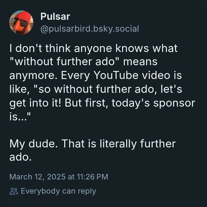 Tweet humor about the phrase without further ado, part of painfully relatable memes that capture everyday moments.