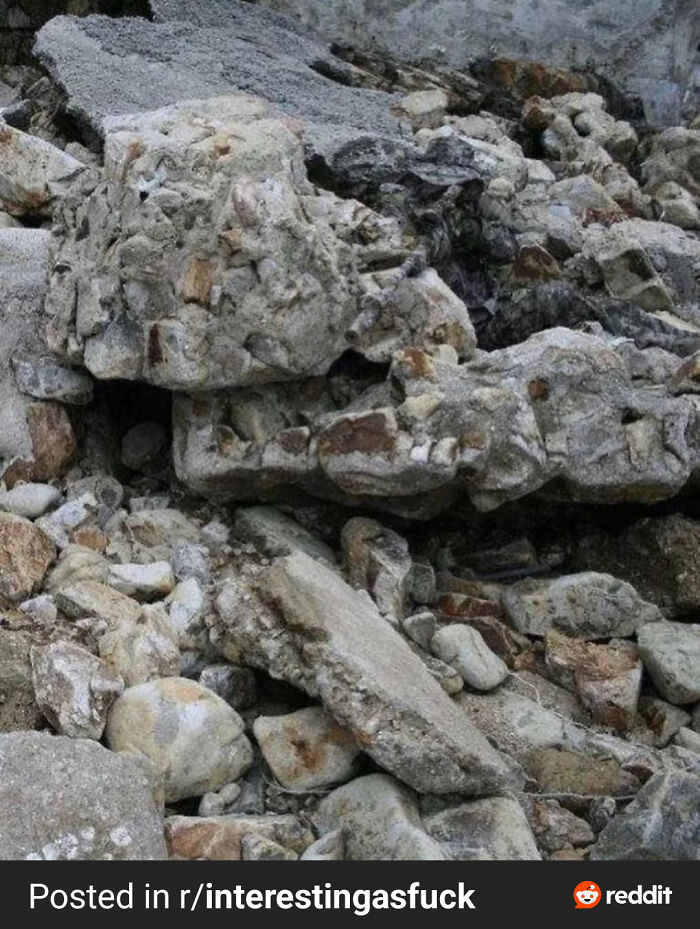 Camouflaged stone sculpture blending perfectly with surrounding rocks, challenging viewers to find the hidden shape.