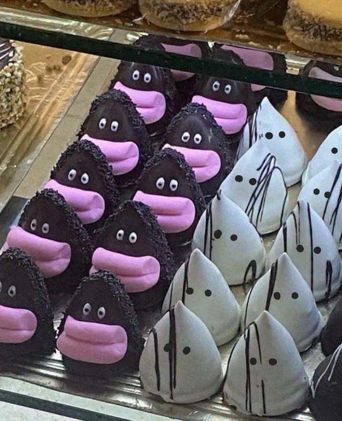 Bizarre and confusing chocolate treats with uncanny faces, showcasing weird and cursed images you probably won’t unsee.