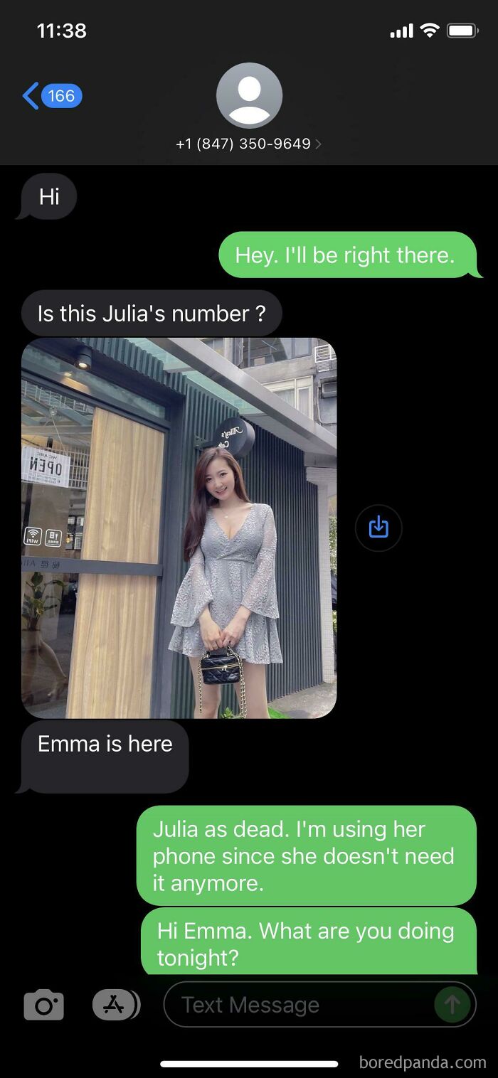 A screenshot showing a scammer getting caught in a rookie move with a funny response.