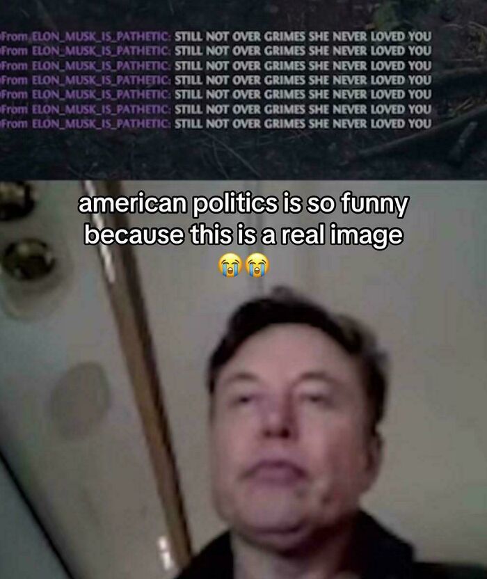 Meme showing Elon Musk message rant, highlighting relatable posts and memes about our lives in American politics context.