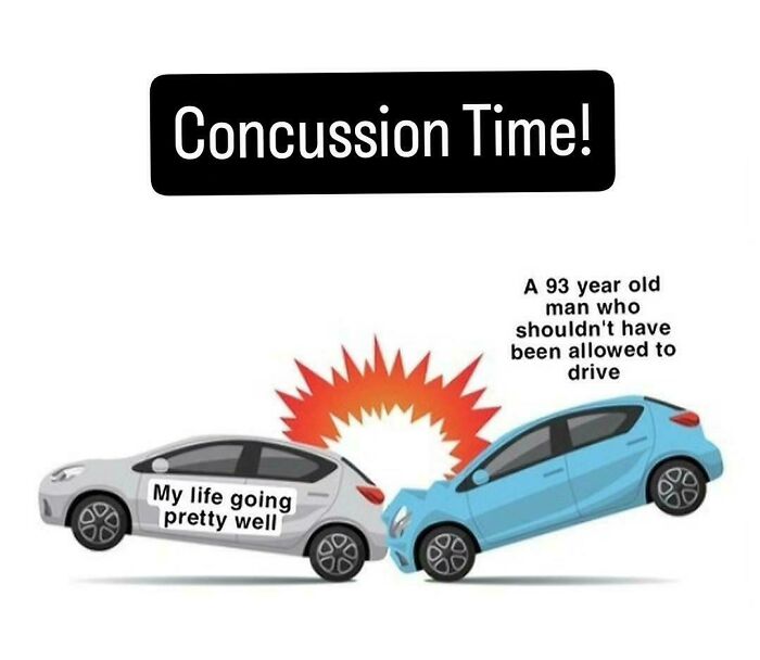 Illustration of a car crash meme showing life disruption, related to posts and memes about our lives hitting close to home.