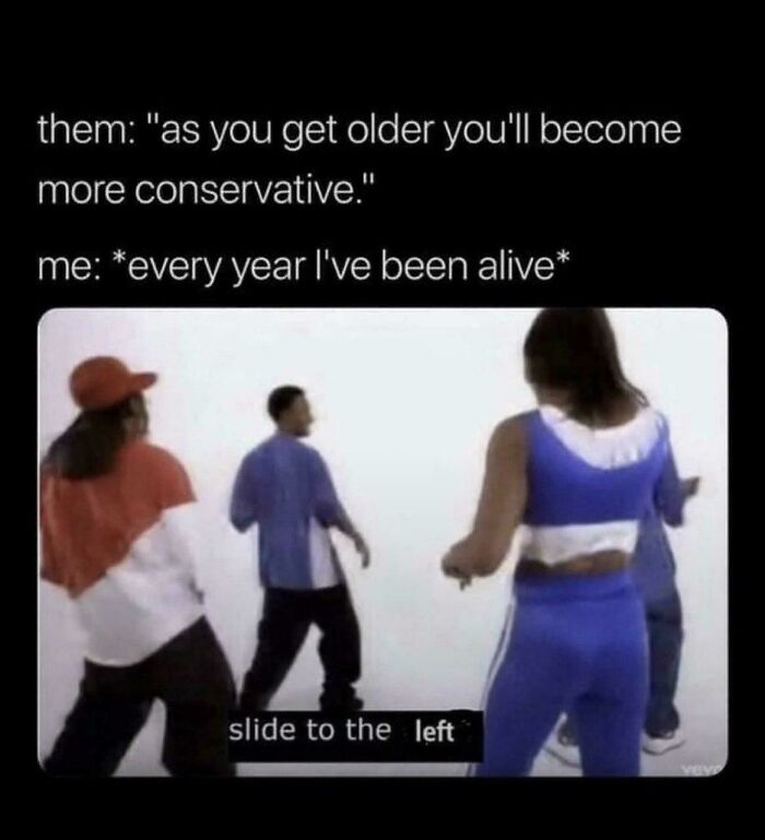 Meme showing people dancing with caption about life experiences in posts and memes hitting close to home.