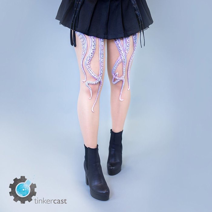 Octopus tentacle patterned tights blending fashion and craftsmanship