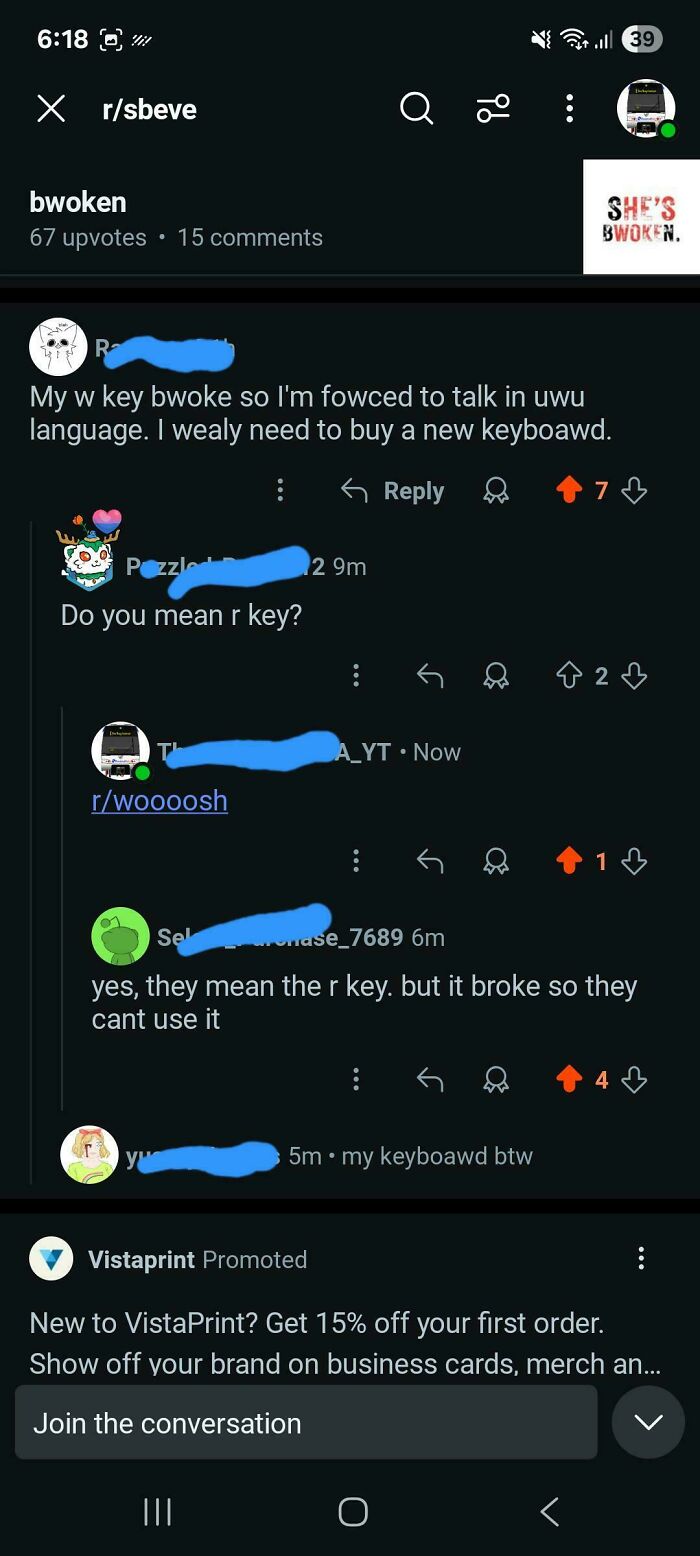 A Reddit thread depicting a user who corrected an obvious joke about a broken keyboard.