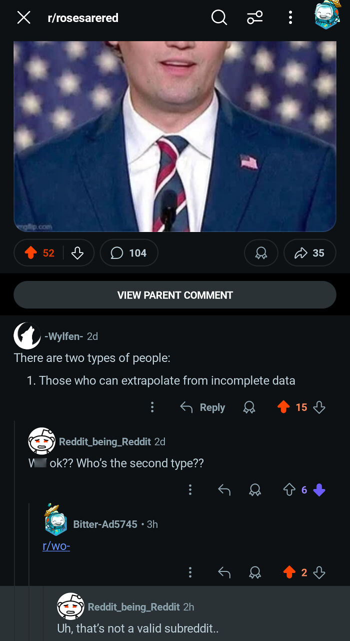 Reddit comments thread displaying people who corrected an obvious joke about incomplete data.