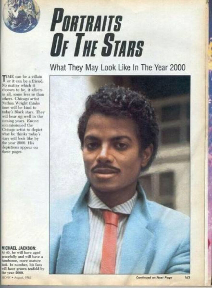 Magazine portrait of Michael Jackson imagining retrofuturistic star in 2000