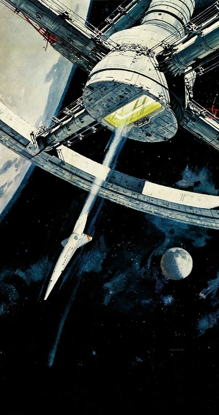 Retrofuturism concept of futuristic space station docking with spaceship near Earth