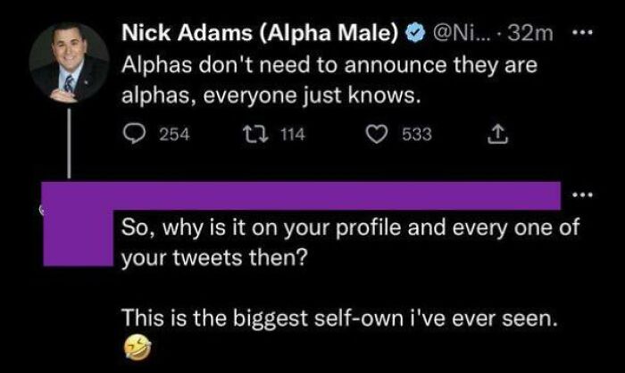 Screenshot of a social media post showing words being used against the author in a viral self-own comment thread.