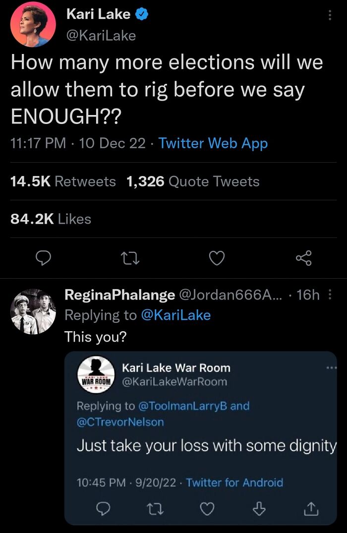 Tweet exchange showing words used against a person on social media with high engagement and critical replies.