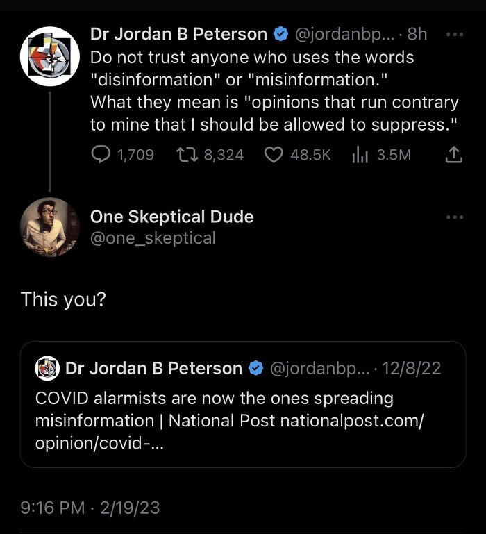 Screenshot of a social media exchange highlighting words used against someone in popular posts on social media.