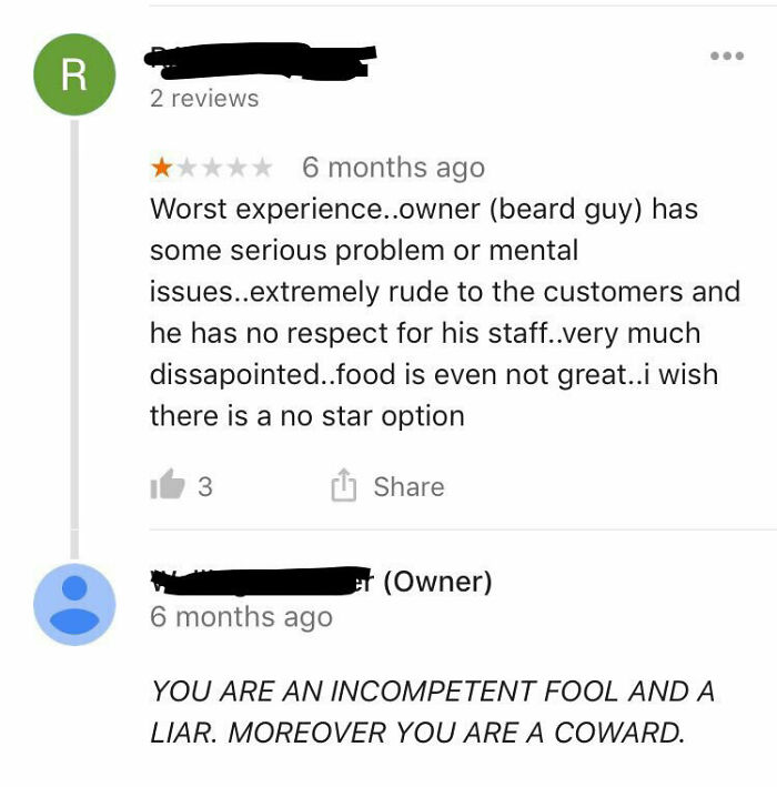 Business Owner Proves Reviewer's Point