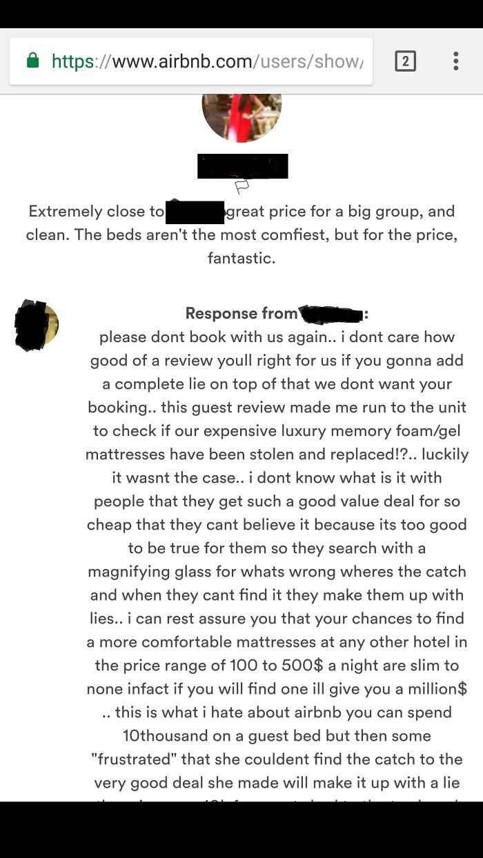 Airbnb Owner Takes Issue With Guest Dissing Her Mattress