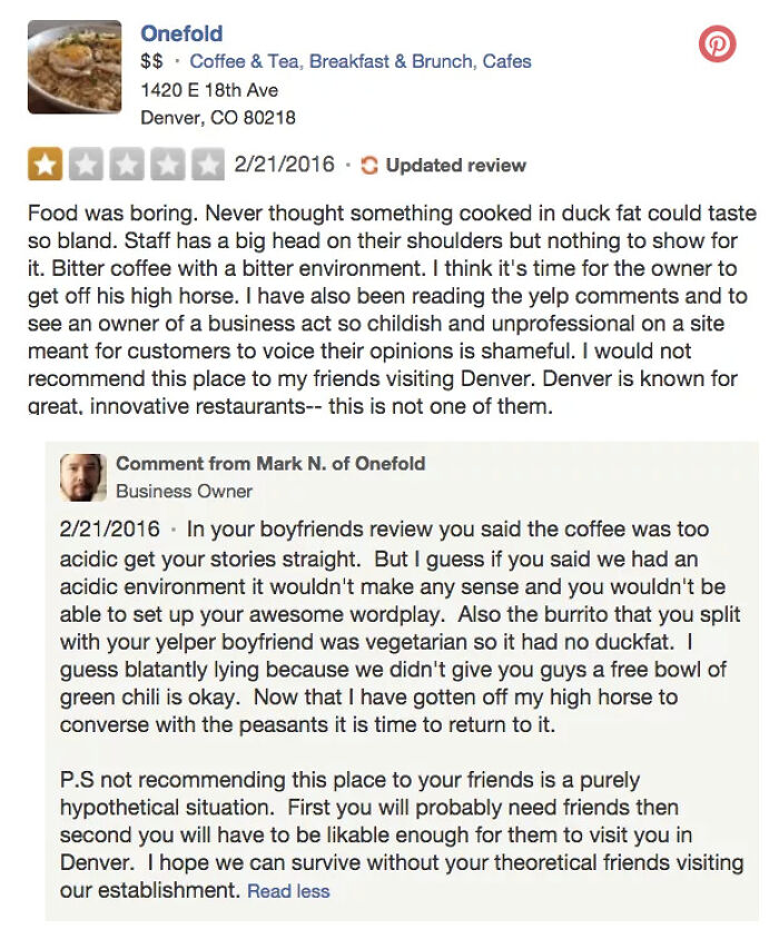 Restaurant Owner Doesn't Need Your "Friends"