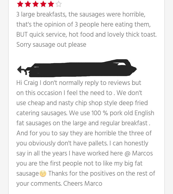 I've Been Here Before The Sausages Are Disgusting. Owner Doesn't Think So