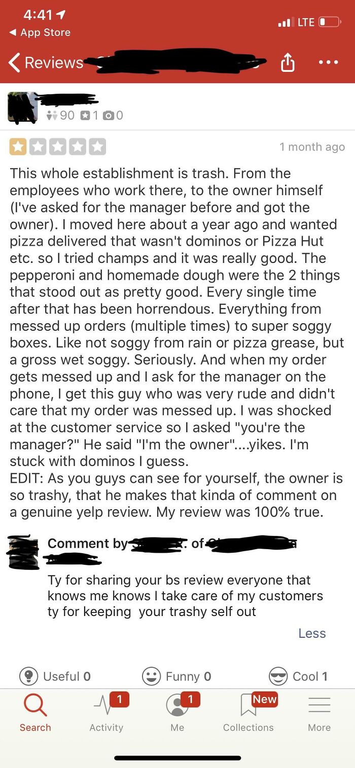 We’re On Our Way To Pick Up A Pizza From This Place And I Read This Review 😱