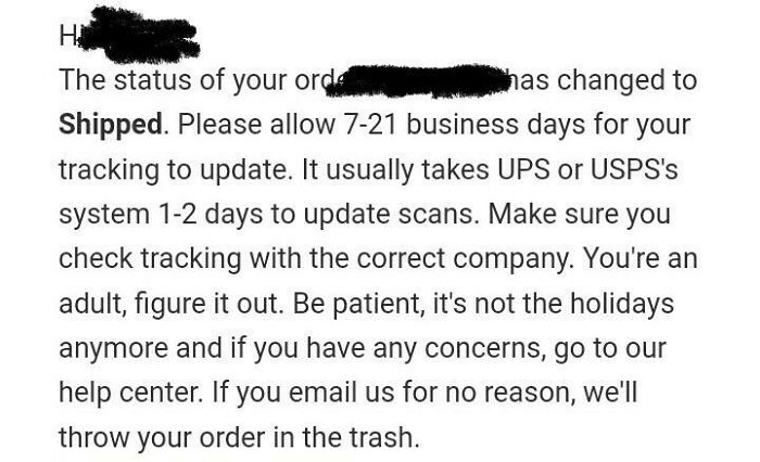 This Reflex Order Confirmation Email From An Online Store That Didn’t Give Us Any Tracking Info And We Purchased From Well Over A Month Ago