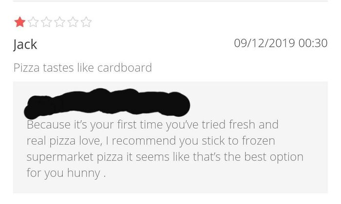 Pizza Shop Owner Didn't Like The Feedback
