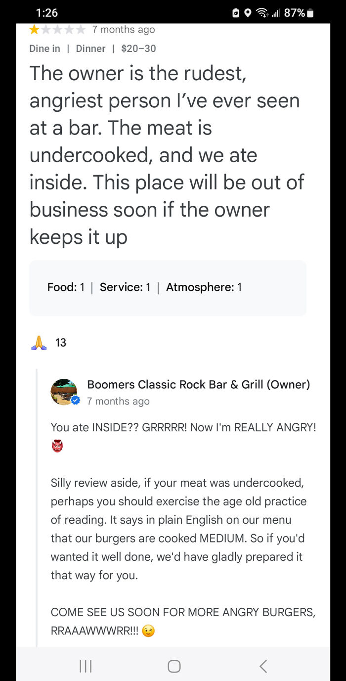 Boomers Bar And Grill Thinks They're A Fine Dining Restaurant