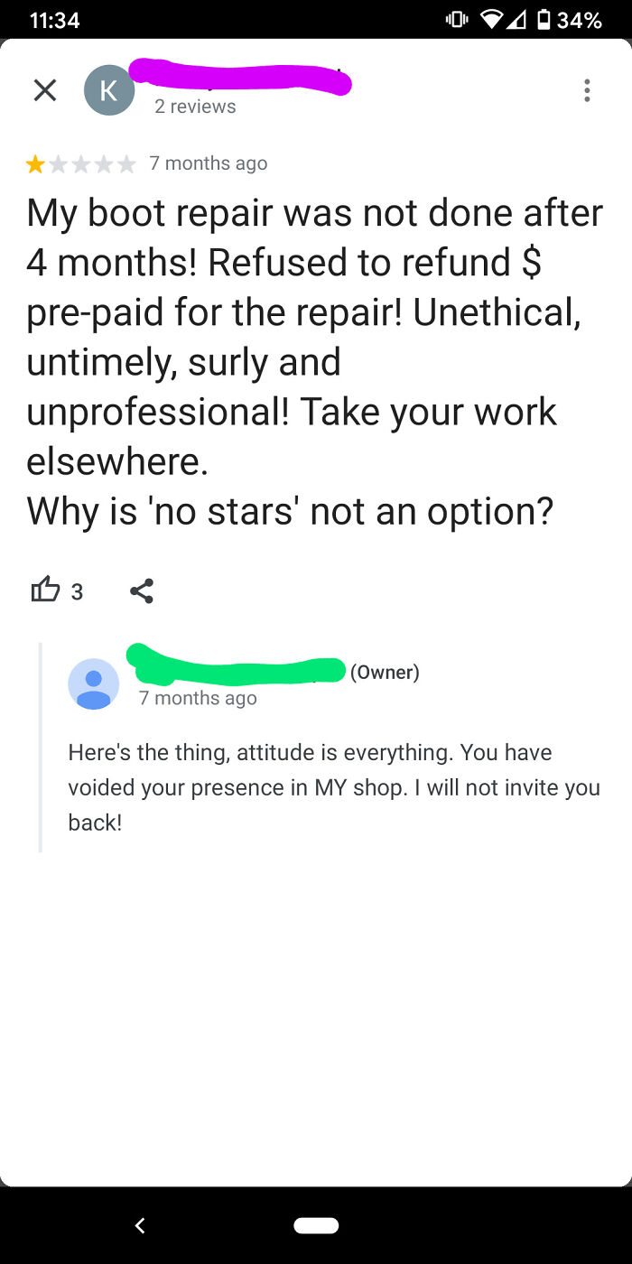 So Glad I Looked Up The Reviews On This Shoe Repair Place Before Going There!