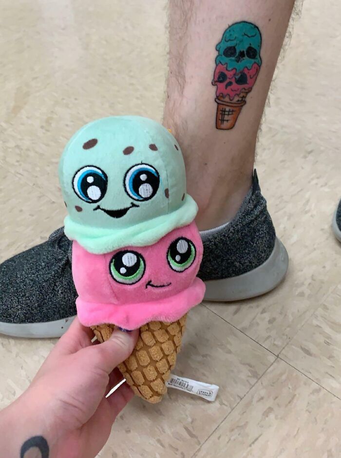 Found A Dog Toy That Is A Less-Spooky-Version Of My Husband’s Tattoo