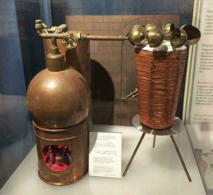 Amazing photo of a historical scientific instrument, possibly an early steam engine or water heater, teaching something new.