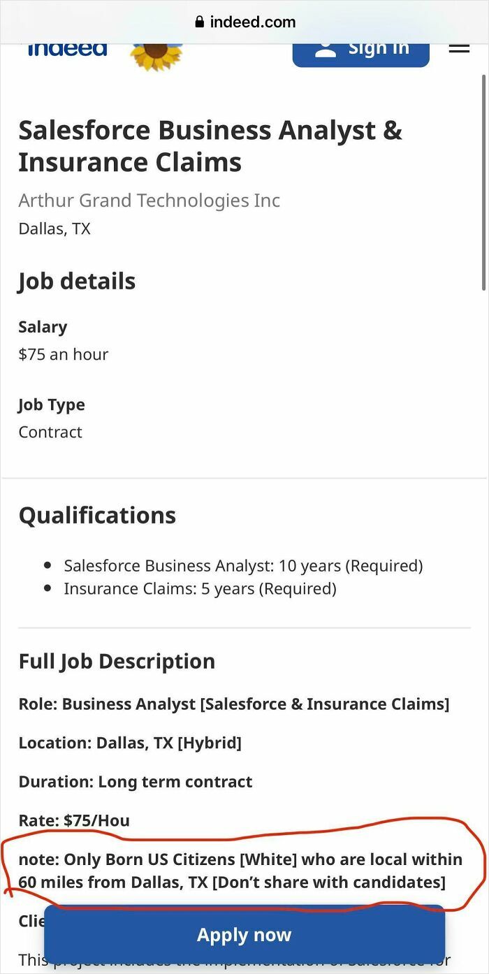 Job listing with hilarious misprints including unusual hiring notes and confusing instructions on a job site.