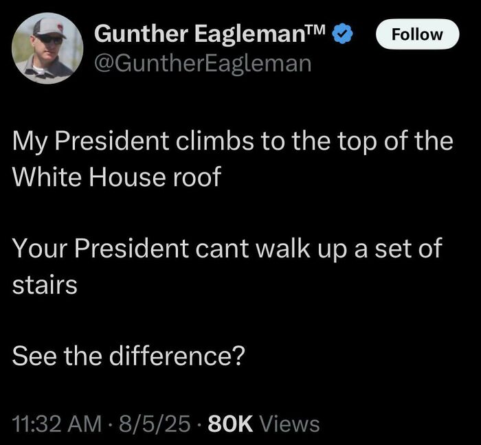 Screenshot of a tweet humorously comparing two presidents, highlighting cringe moments people didn’t realize.