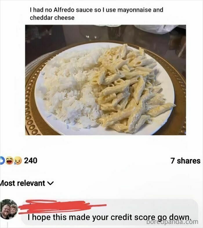 Plate of rice and pasta with mayonnaise and cheddar cheese as a funny food meme capturing snack cravings.