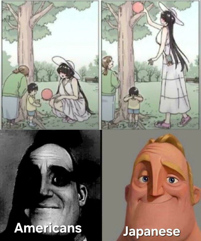 A four-panel meme contrasting reactions to a child's height, implying a joke that needs to be explained.