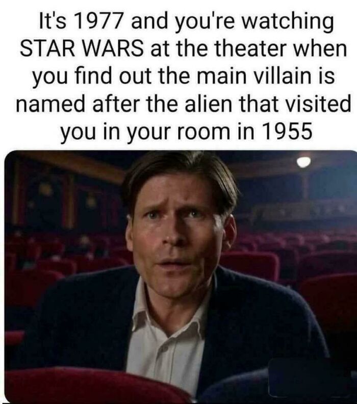 A man looking shocked in a movie theater after watching Star Wars, illustrating people needing a joke explained.