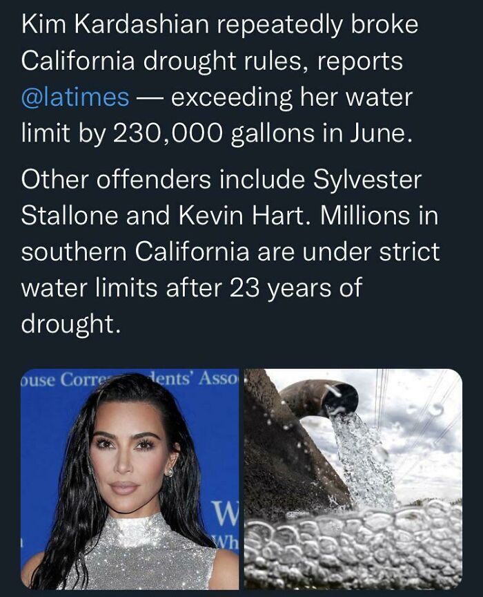 Tweet about Kim Kardashian breaking California drought water rules