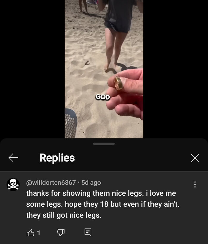 Harsh internet comment highlighting inappropriate focus on legs