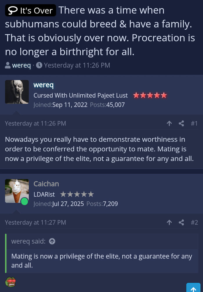 Screenshot of angry incels online discussing mating as a privilege of the elite, reflecting incel anger and online shaming.