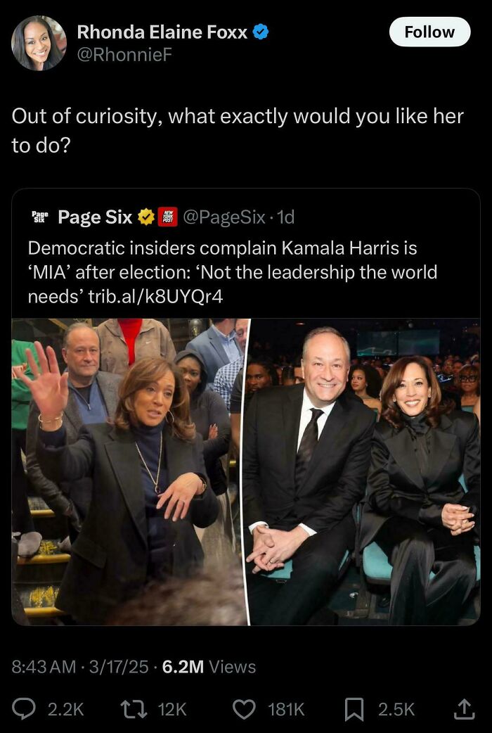 Tweet discussing Kamala Harris with images of her at public events, shared in relatable Black Twitter posts.