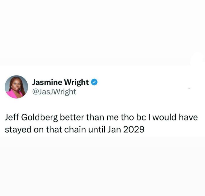 Screenshot of a relatable and hilarious post from Black Twitter joking about staying on a chain until 2029.