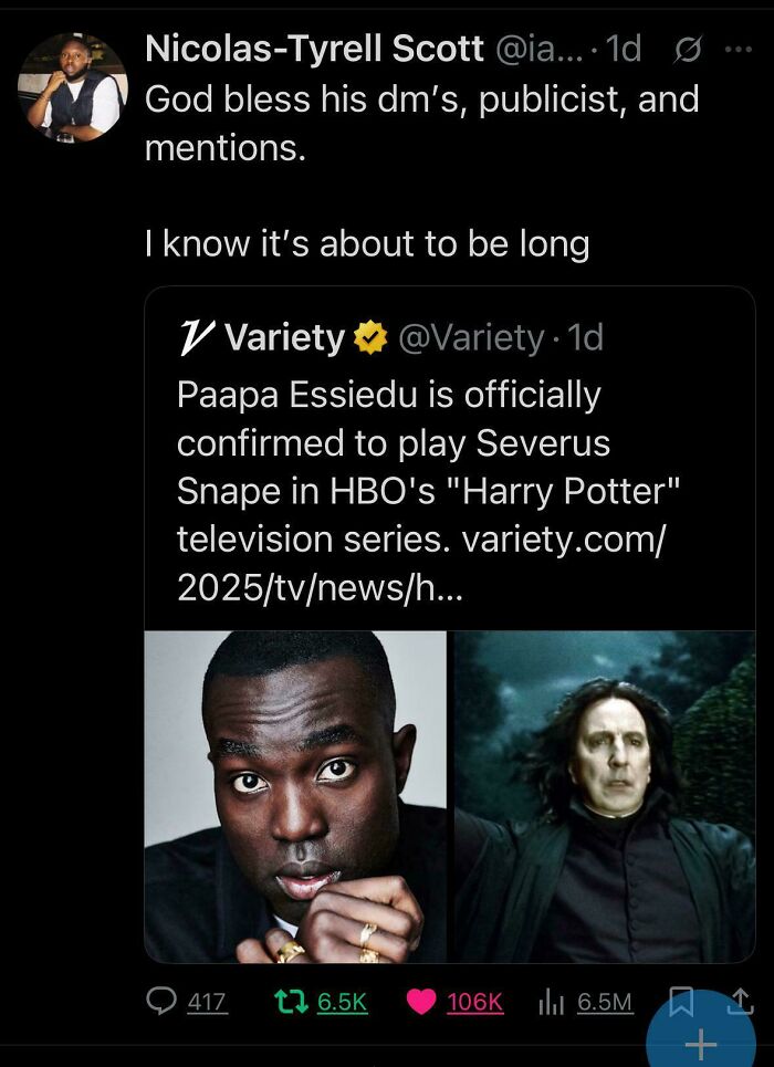 Screenshot of a Black Twitter post reacting to HBO casting news, showcasing hilarious and relatable Black Twitter moments.