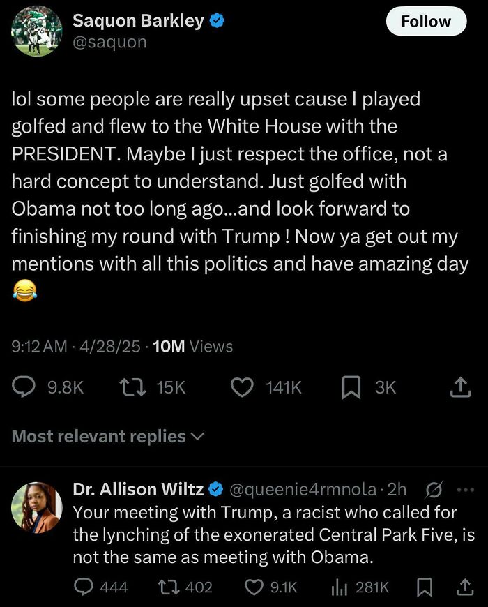 Screenshot of a humorous and relatable Black Twitter post discussing golf and politics with Obama and Trump.