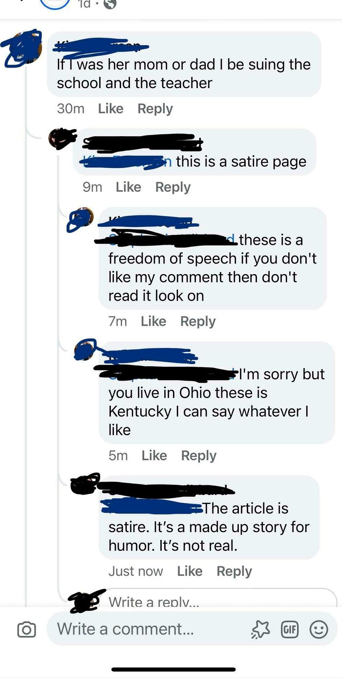 A comment section on a social media post, featuring users displaying entitlement in their arguments.