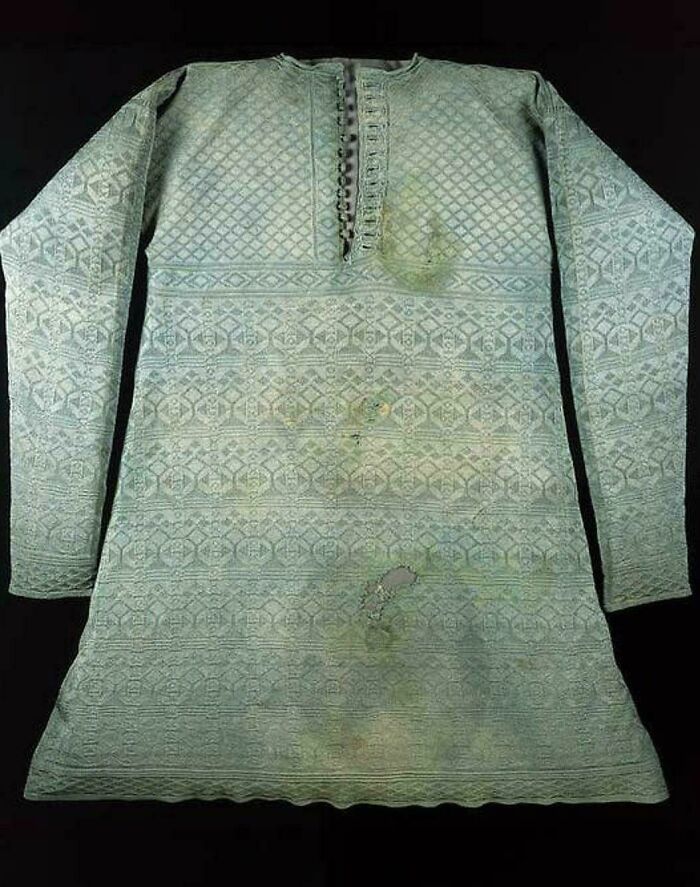 Ancient patterned textile garment, one of the fascinating artefacts that survived to give perspective on world history and humanity.