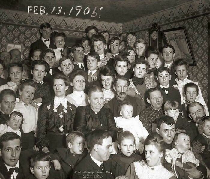 Large historical photo from 1905 showing a multi-generational group of people representing a vastly different world.