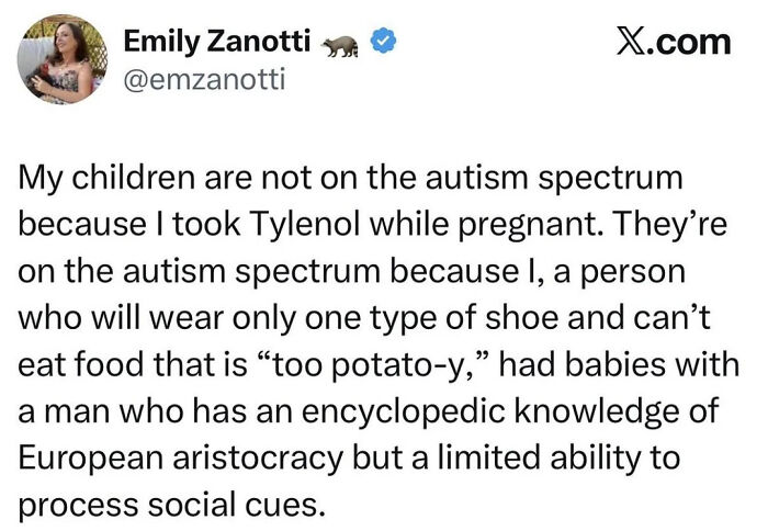 A humorous tweet about genetics and the autism spectrum, depicting hilarious and relatable memes.