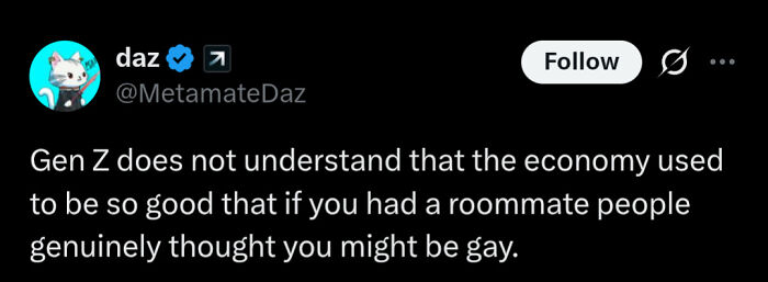 Relatable memes about a funny tweet on Gen Z roommates and the old economy